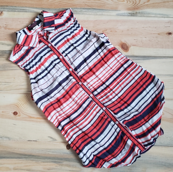 Red, White, and Blue Button Down Tank Top - Picture 2 of 5